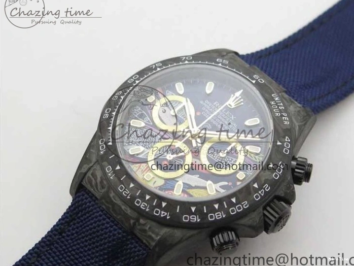 MiroTime 0406 Daytona DIW Carbon OMF Best Edition Blue Paint Dial on Deep Blue Nylon Strap A Tailored 2842
